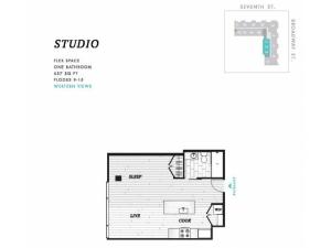 Studio Floor Plan at Seven at Broadway