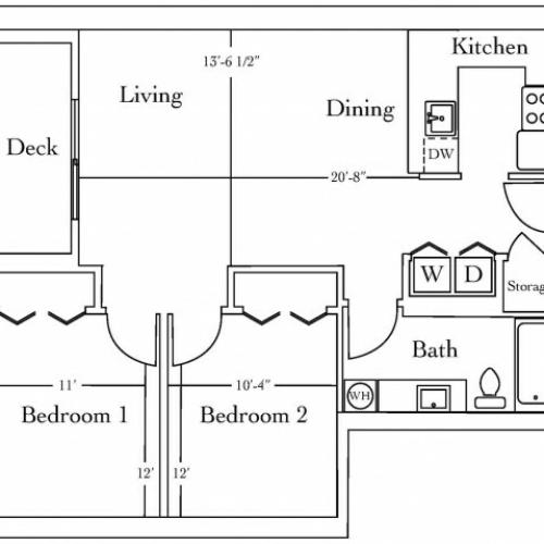 Two Bedroom, One Bathroom