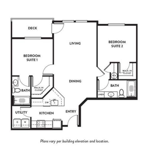 Floor Plan C1 - 2 Bedroom, 2 Bath