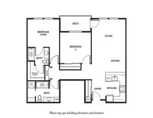 Floor Plan C5 - 2 Bedroom, 2 Bath