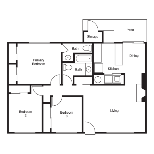 Farmington Oaks 3 Bedroom Floor Plan