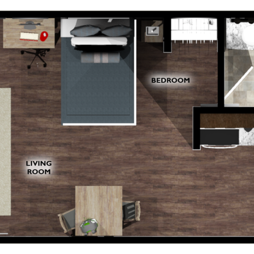 Loft Studio Layout | The Union at Dearborn | Dearborn Apartments