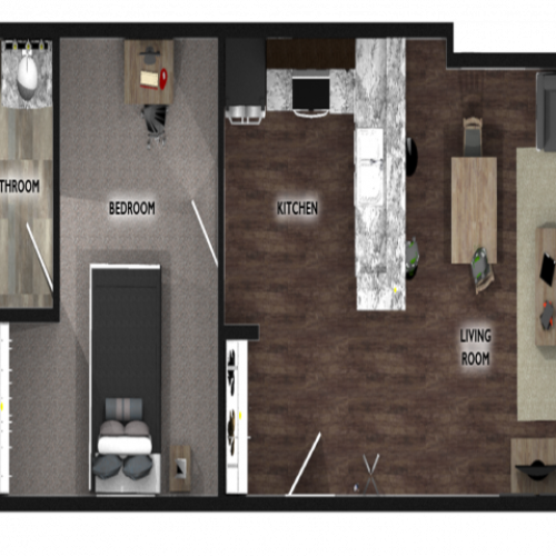 1x1 Loft Floor Plan Layout | The Union at Dearborn | Dearborn Apartments