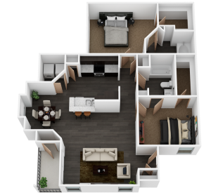 D Two Bedroom Floor Plan