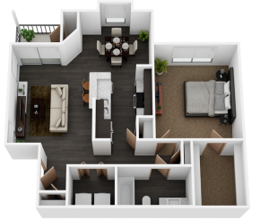 B One Bedroom Floor Plan