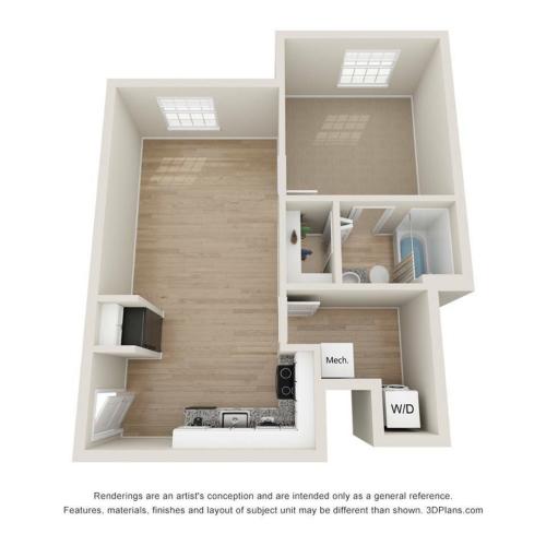 A1 1 Bedroom Floor Plan  | The Preserve Murfreesboro | Apartments In Murfreesboro TN
