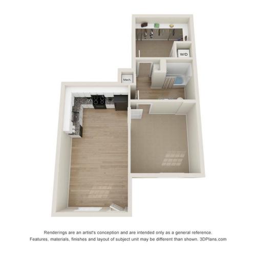 A2 1 Bedroom Floor Plan | The Preserve Murfreesboro | Apartments In Murfreesboro TN
