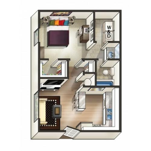 A1 Floor Plan | 1 Bedroom Floor Plan | Eagles West | Apartments Near Auburn University