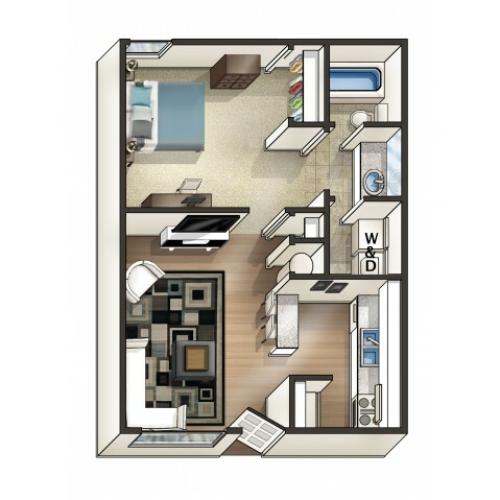 A2 Floor Plan | 1 Bdrm Floor Plan | Eagles West | Student Apartments Auburn AL