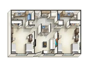 B1DO - 2 Bedroom Double Occupancy | Floor Plan 4 | Legacy Student Living | Apartments Near FSU
