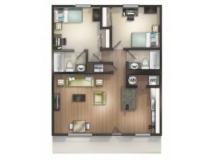 B1 Floor Plan |Seminole Flatts | 2 Bedroom Apartments Tallahassee