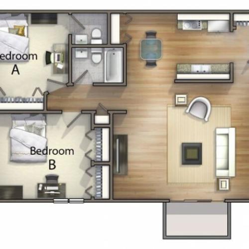 B2 - 2 Bedroom | University Oaks | Apartments In Kent Ohio