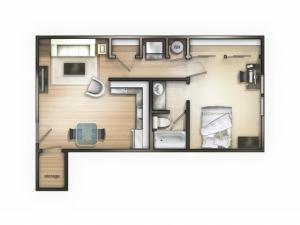 A2 Floor Plan | 1 Bdrm Floor Plan | The Commons | Student Apartments In Oxford OH