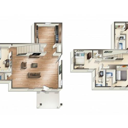 D2 - 4 Bedroom | The Cottages of Hattiesburg | Off Campus Student Housing In Hattiesburg MS