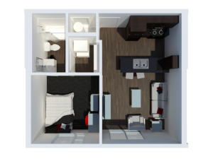 The Cardinal Floor Plan | 1 Bedroom Floor Plan | The Cardinal at West Center | Apartments In Fayetteville Ar