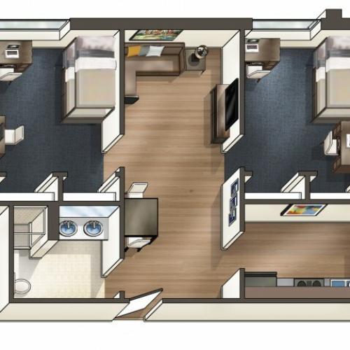 B5 Floor Plan | University Plaza  | NIU Apartments