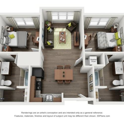 B1 Floor Plan  | Trifecta Apartments | Louisville, KY Apartments
