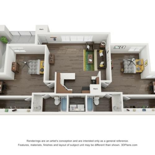 B5 Deluxe 2 Bedroom | The Preserve at Tuscaloosa | Apartments Near University of Alabama
