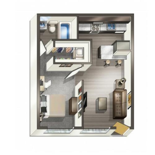 A2 - 1 Bedroom | Floor Plan 2 | Legacy Student Living | FSU Off Campus Apartments
