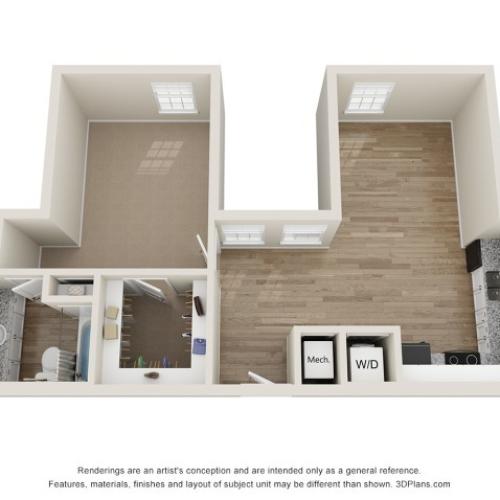 A3 1 Bedroom Floor Plan | Landmark Apartments | Apartments In Murfreesboro TN