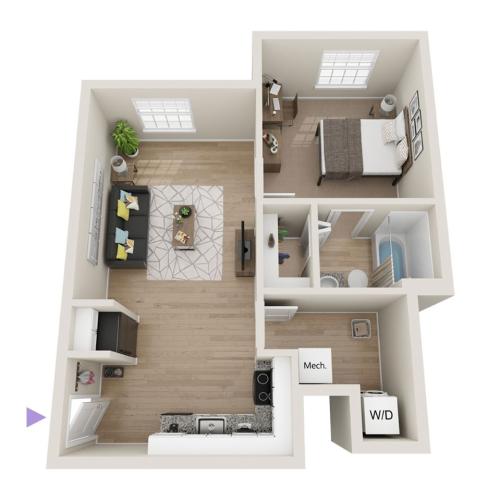 A1 1 Bedroom Floor Plan | The Preserve Murfreesboro | Apartments in Murfreesboro TN