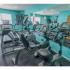 Community gym with treadmills, elliptical, bicycle and weights at Mayflower Crossing Apartments in Wilkes-Barre, PA.
