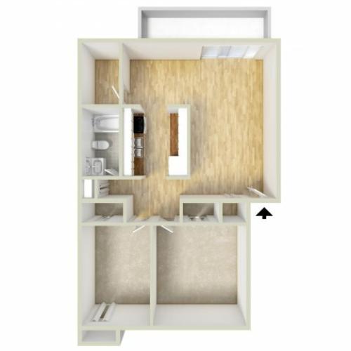 Two bedroom end floor plan