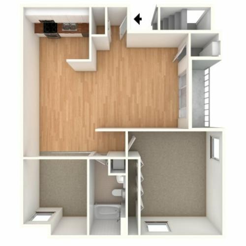 One bedroom with den floor plan