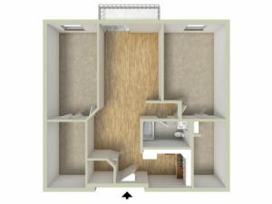 One bedroom with den floor plan
