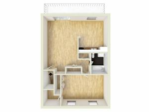 One bedroom, upper level floor plan