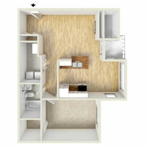 One bedroom floor plan