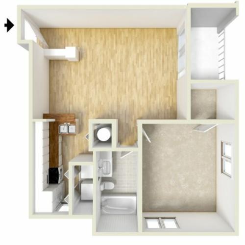 Adams - one bedroom floor plan