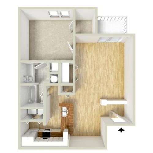 Delorme - one bedroom floor plan