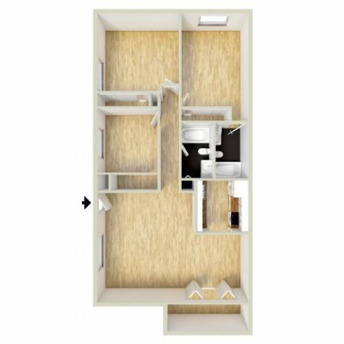 Three bedroom floor plan