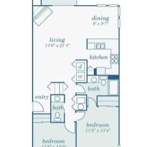 2 Bedroom  | Highland Park | Columbus Apartments