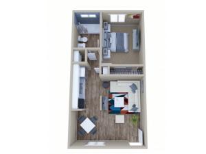 1x1  One-Bedroom Floor Plan - Southglenn Place - Centennial, CO