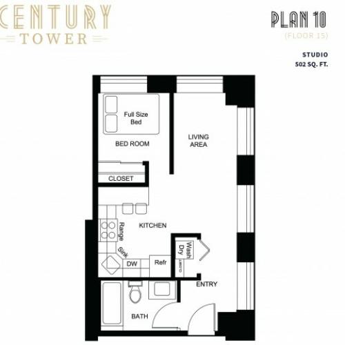 1 Bedroom Plan 10 (Floor 15)