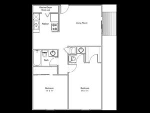 2 bedroom floor plan at maple gardens apartments