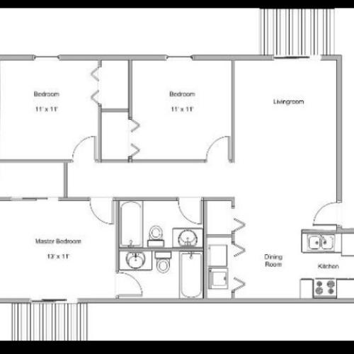 3 bedroom floor plan at maple gardens apartments