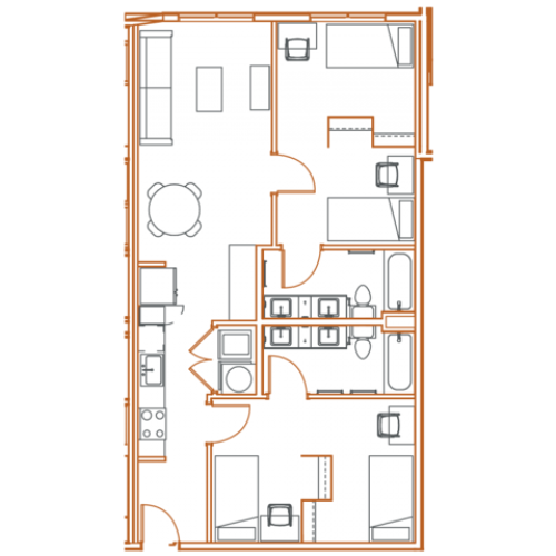 B4 Floor Plan - 2 Bedroom, 2 Bath | 4 Residents Point North Austin
