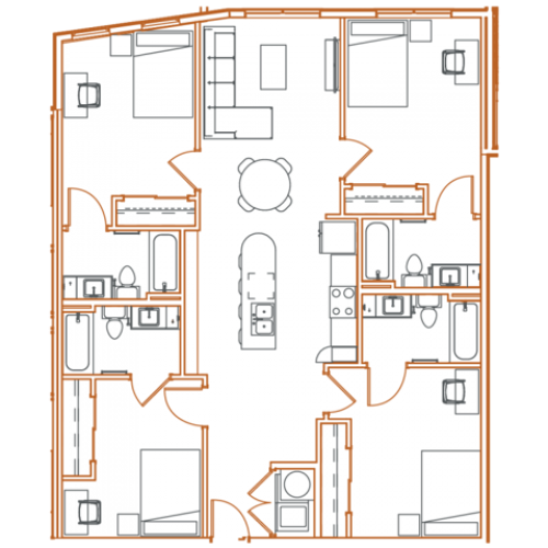D2 Floor Plan - 4 Bedroom, 4 Bath | 4 Residents Point North Austin