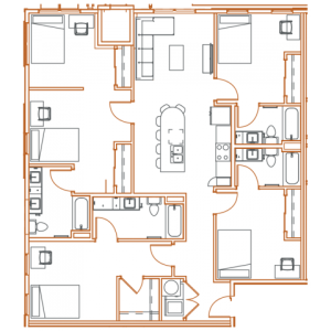 D5 Floor Plan - 4 Bedroom, 4 Bath | 5 Residents Point North Austin