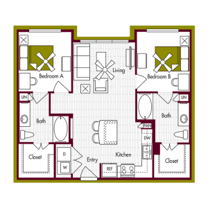 B1 Floor Plan | Domain Northgate | Apartments in College Station, TX