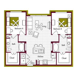 B2 Floor Plan | Domain Northgate | Apartments in College Station, TX