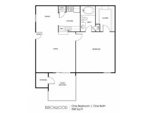 Birchwood - One Bedroom | One Bath 588 Sq Ft