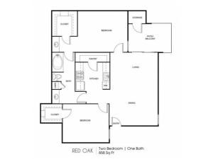 Red Oak - Two Bedroom | One Bath 858 Sq Ft