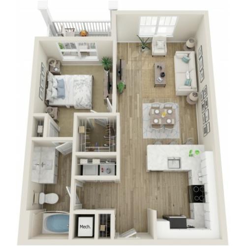 Image of The Fripp One Bedroom Floor Plan