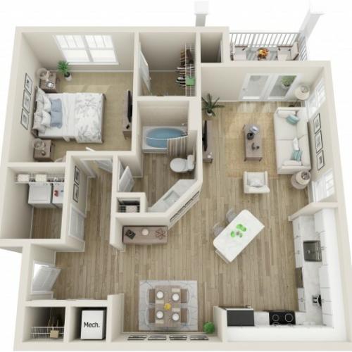 Image of The Beaufort One Bedroom Floor Plan