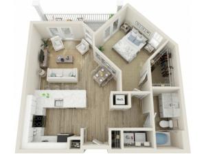 Image of The Parris One Bedroom Floor Plan