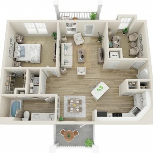 Image of The St Helena One Bedroom Floor Plan